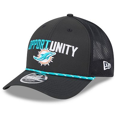 Men's New Era Black Miami Dolphins 2025 Inspire Change 9FORTY M-Crown Adjustable Hat