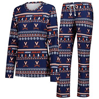 Women's Concepts Sport Navy Virginia Cavaliers Ugly Sweater Holiday Long Sleeve Top & Pants Sleep Set