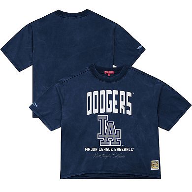Women's Mitchell & Ness Blue Los Angeles Dodgers Cooperstown Cropped Boxy T-Shirt