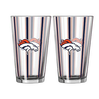 Logo Brands Denver Broncos Two-Piece 16oz. Striped Pint Glass Set