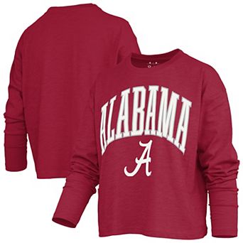Women's Pressbox Crimson Alabama Crimson Tide Motley Boxy Waist-Length Long Sleeve T-Shirt
