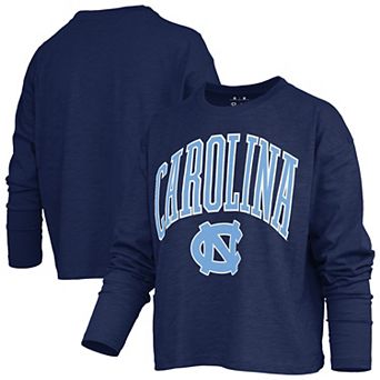 Women's Pressbox Navy North Carolina Tar Heels Motley Boxy Waist-Length Long Sleeve T-Shirt