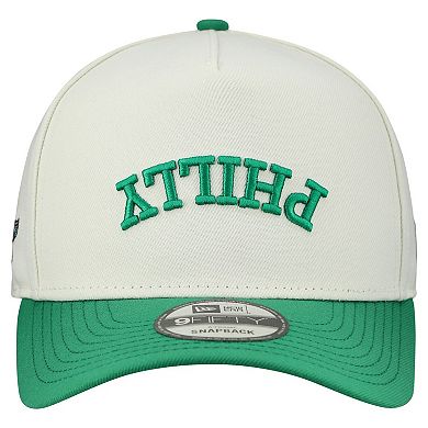 Men's New Era Cream Philadelphia Eagles Upside Down 9FIFTY A-Frame Snapback Hat