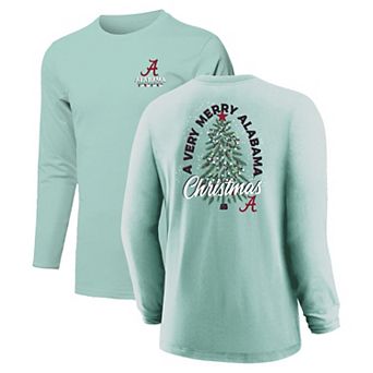 Youth Light Green Alabama Crimson Tide Merry Christmas Tree Long Sleeve T-Shirt