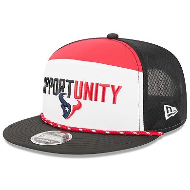 Men's New Era White/Black Houston Texans 2025 Inspire Change Split Panel 9FIFTY Snapback Hat