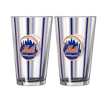 Logo Brands New York Mets Two-Piece 16oz. Striped Pint Glass Set