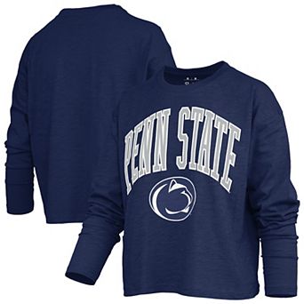 Women's Pressbox Navy Penn State Nittany Lions Motley Boxy Waist-Length Long Sleeve T-Shirt