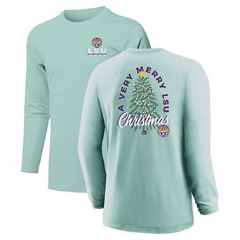 Youth Light Green LSU Tigers Merry Christmas Tree Long Sleeve T-Shirt