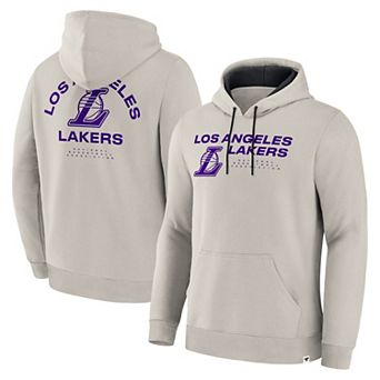 Men's Fanatics Off White Los Angeles Lakers Crossover Collection Blocked Shot Premium Pullover Hoodie