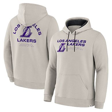 Men's Fanatics Off White Los Angeles Lakers Crossover Collection Blocked Shot Premium Pullover Hoodie
