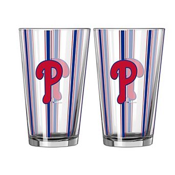 Logo Brands Philadelphia Phillies Two-Piece 16oz. Striped Pint Glass Set