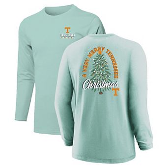 Youth Light Green Tennessee Volunteers Merry Christmas Tree Long Sleeve T-Shirt