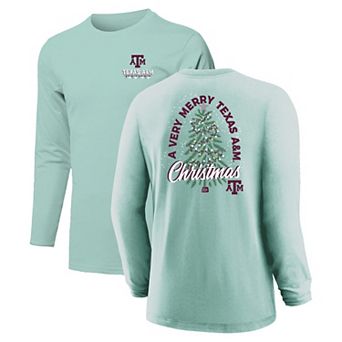 Youth Light Green Texas A&M Aggies Merry Christmas Tree Long Sleeve T-Shirt