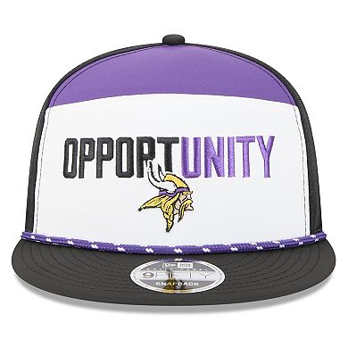 Men's New Era White/Black Minnesota Vikings 2025 Inspire Change Split Panel 9FIFTY Snapback Hat