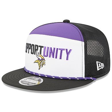 Men's New Era White/Black Minnesota Vikings 2025 Inspire Change Split Panel 9FIFTY Snapback Hat