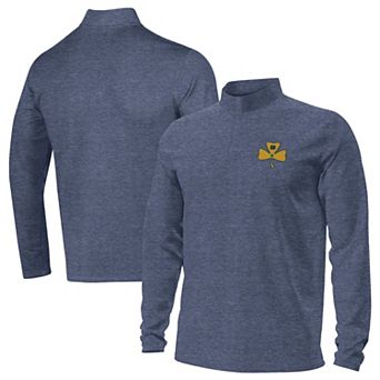Men's Under Armour Heather Navy Notre Dame Fighting Irish Shillelagh Clover Motion Quarter-Zip Pullover