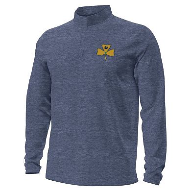 Men's Under Armour Heather Navy Notre Dame Fighting Irish Shillelagh Clover Motion Quarter-Zip Pullover