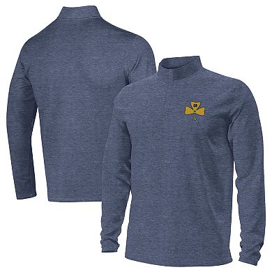 Men's Under Armour Heather Navy Notre Dame Fighting Irish Shillelagh Clover Motion Quarter-Zip Pullover