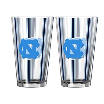Logo Brands North Carolina Tar Heels Two-Piece 16oz. Striped Pint Glass Set