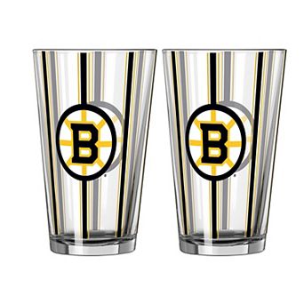 Logo Brands Boston Bruins Two-Piece 16oz. Striped Pint Glass Set