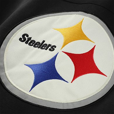 Men's '47 Black Pittsburgh Steelers Big & Tall Split Zone Cornerback V-Neck Hoodie