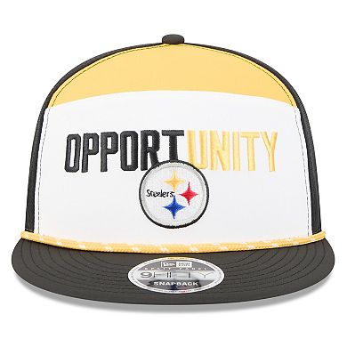 Men's New Era White/Black Pittsburgh Steelers 2025 Inspire Change Split Panel 9FIFTY Snapback Hat