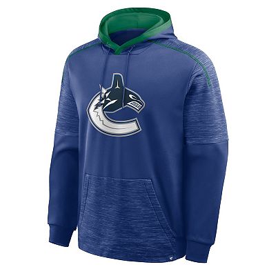 Men's Fanatics Blue Vancouver Canucks Goaltender Defender Pullover Hoodie