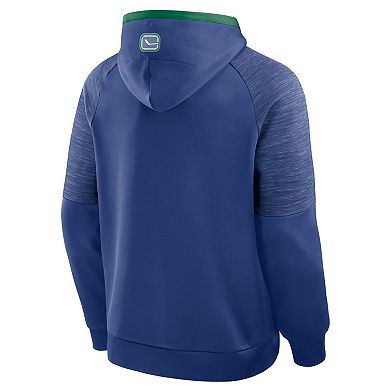 Men's Fanatics Blue Vancouver Canucks Goaltender Defender Pullover Hoodie