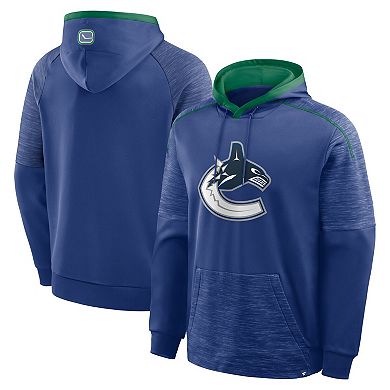 Men's Fanatics Blue Vancouver Canucks Goaltender Defender Pullover Hoodie
