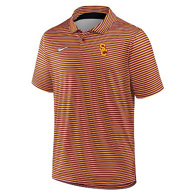 Men's Nike Cardinal USC Trojans 2025 Coaches Premium Tour Stripe Dri-FIT Polo