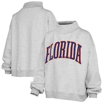 Women's Pressbox Gray Florida Gators Oversized Nelson Mock Neck Sweatshirt