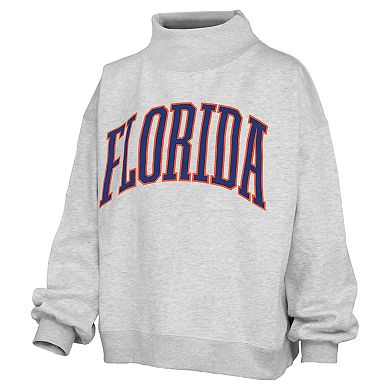 Women's Pressbox Gray Florida Gators Oversized Nelson Mock Neck Sweatshirt