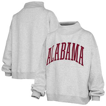 Women's Pressbox Gray Alabama Crimson Tide Oversized Nelson Mock Neck Sweatshirt
