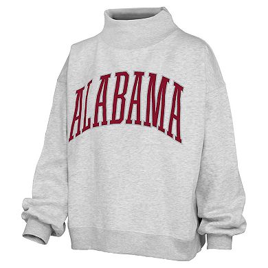 Women's Pressbox Gray Alabama Crimson Tide Oversized Nelson Mock Neck Sweatshirt
