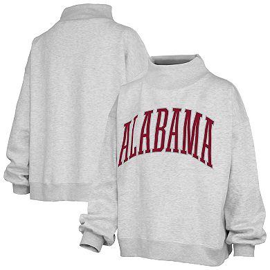Women's Pressbox Gray Alabama Crimson Tide Oversized Nelson Mock Neck Sweatshirt