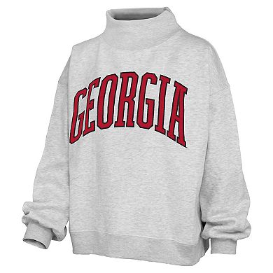 Women's Pressbox Gray Georgia Bulldogs Oversized Nelson Mock Neck Sweatshirt