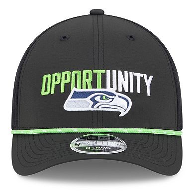 Men's New Era Black Seattle Seahawks 2025 Inspire Change 9FORTY M-Crown Adjustable Hat