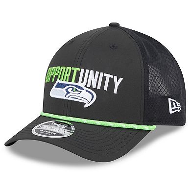 Men's New Era Black Seattle Seahawks 2025 Inspire Change 9FORTY M-Crown Adjustable Hat