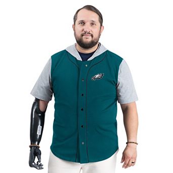 Men's G-III Sports by Carl Banks Midnight Green Philadelphia Eagles Adaptive Home Team Magnetic Button-Up Hooded Top