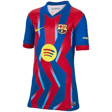 Youth Nike Blue Barcelona 2025/26 Fourth Replica Jersey