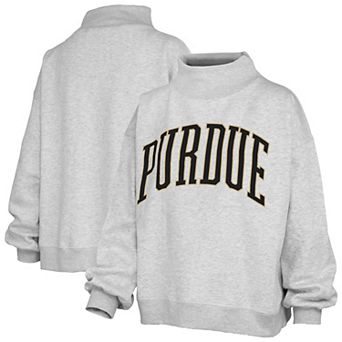 Women's Pressbox Gray Purdue Boilermakers Oversized Nelson Mock Neck Sweatshirt