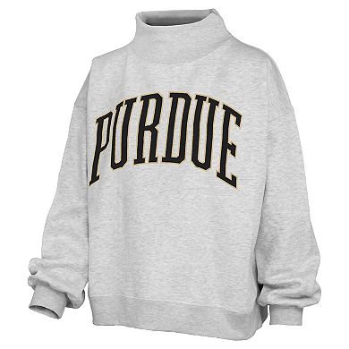 Women's Pressbox Gray Purdue Boilermakers Oversized Nelson Mock Neck Sweatshirt