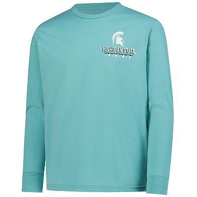 Youth Light Green Michigan State Spartans Merry Christmas Tree Long Sleeve T-Shirt