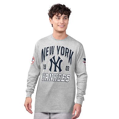 Men's Starter Gray/Navy New York Yankees Two-Pack Long Sleeve & Short Sleeve T-Shirt Set