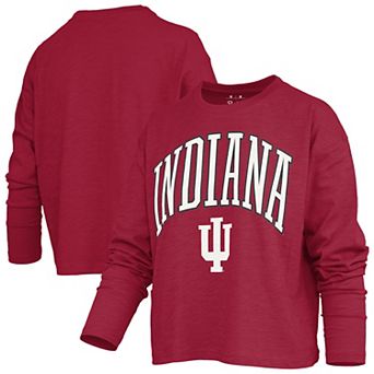 Women's Pressbox Crimson Indiana Hoosiers Motley Boxy Waist-Length Long Sleeve T-Shirt
