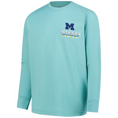 Youth Light Green Michigan Wolverines Merry Christmas Tree Long Sleeve T-Shirt
