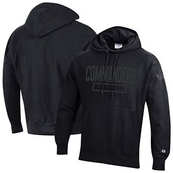 Men's Champion Black Washington Commanders Tonal Reverse Weave Fleece Hoodie