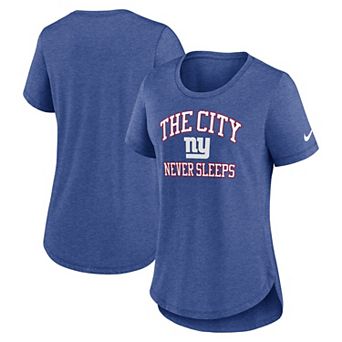 Women's Nike Heather Blue New York Giants The City Never Sleeps Tri-Blend T-Shirt