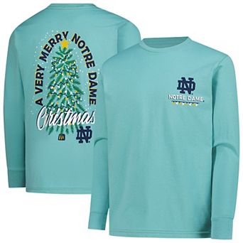 Youth Light Green Notre Dame Fighting Irish Merry Christmas Tree Long Sleeve T-Shirt
