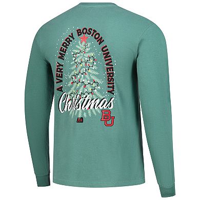 Men's Image One Light Green Boston University Holiday Long Sleeve T-Shirt